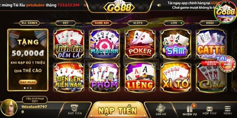 Các sản phẩm game bài Go88