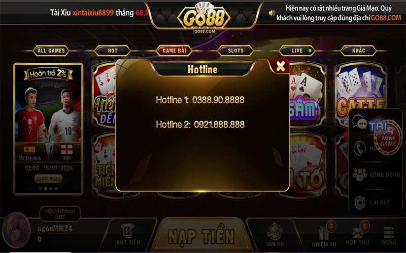 Liên hệ CSKH của cổng game Go88 nếu bạn cần hỗ trợ